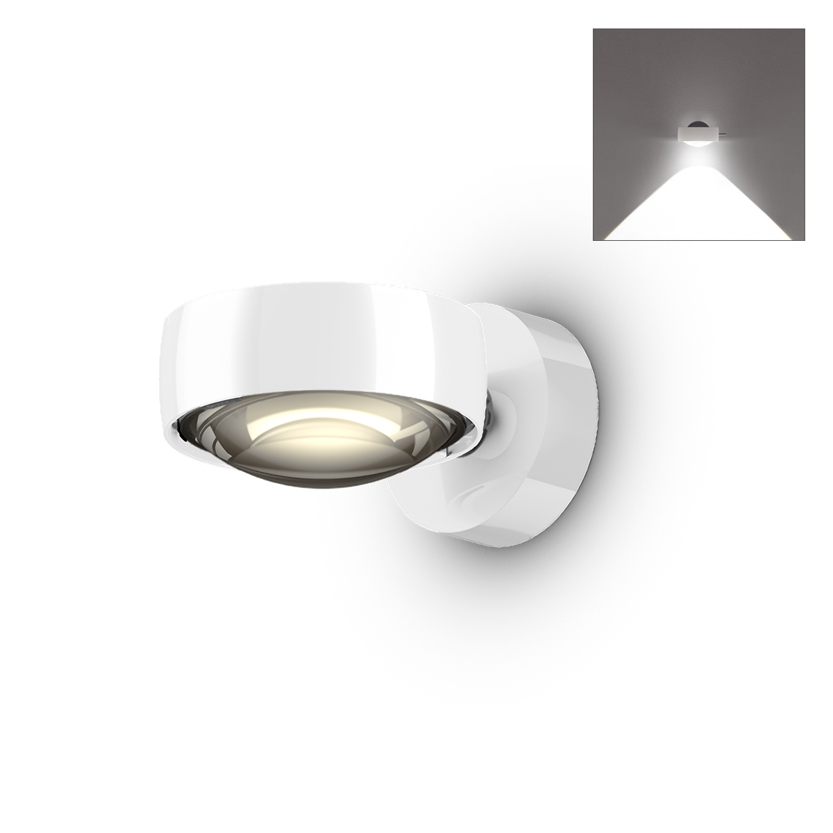 Occhio Sento C verticale up LED Wandleuchte, 2700 K, Chrom / weiß glänzend