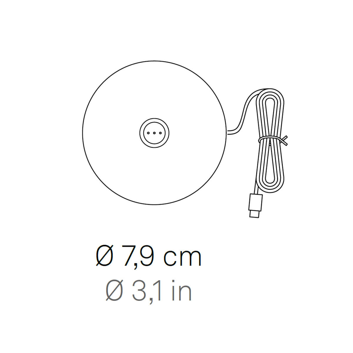 Zafferano AiLati Kontaktladestation für Olivia Micro Pro, Maßzeichnung