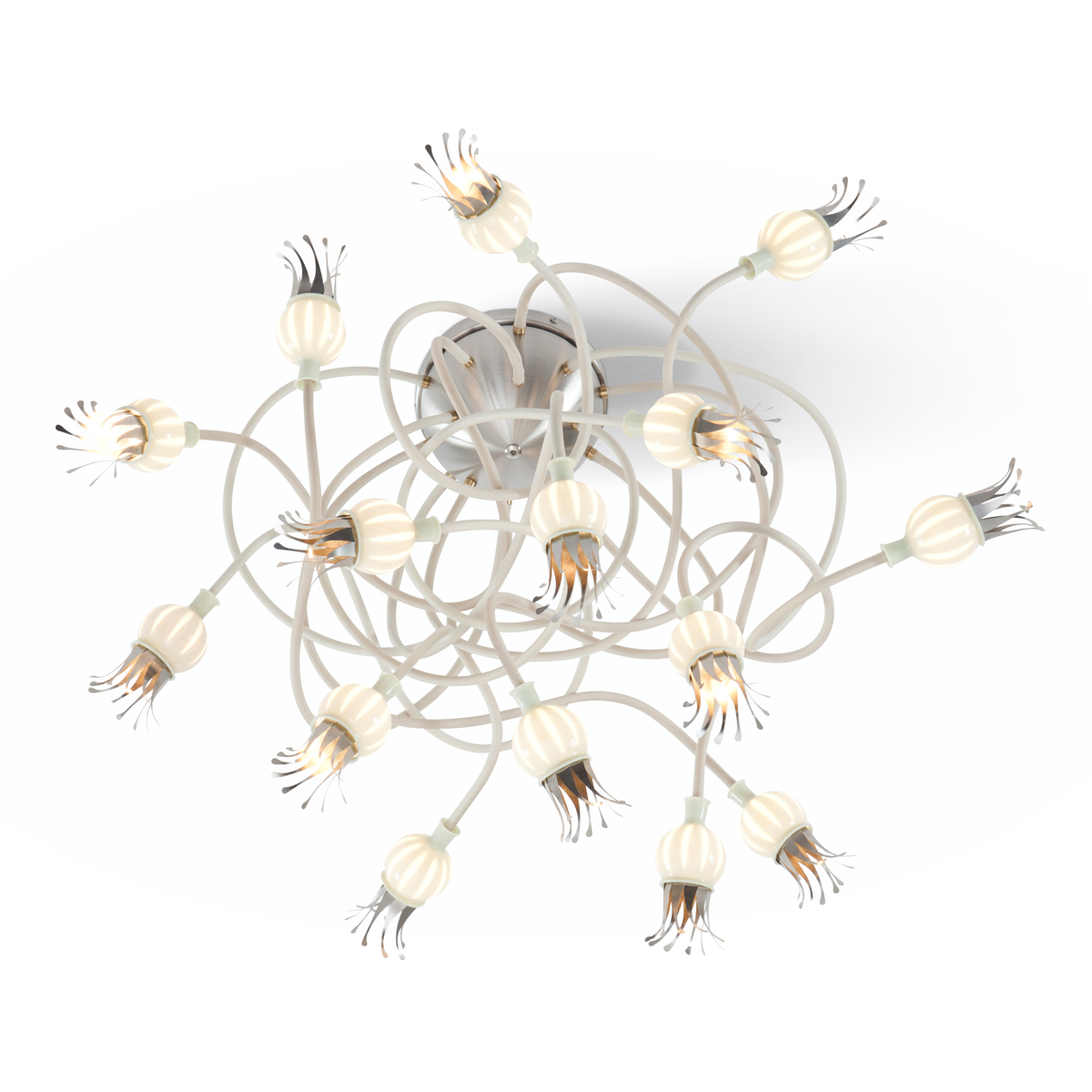 Serien.lighting Poppy Wall / Ceiling 15 Wand- / Deckenleuchte, Arme: 75 cm beige, Schirme: Keramik