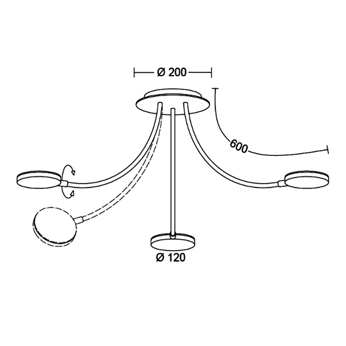 Holtkötter Flex D3 LED Deckenleuchte, Maßzeichnung