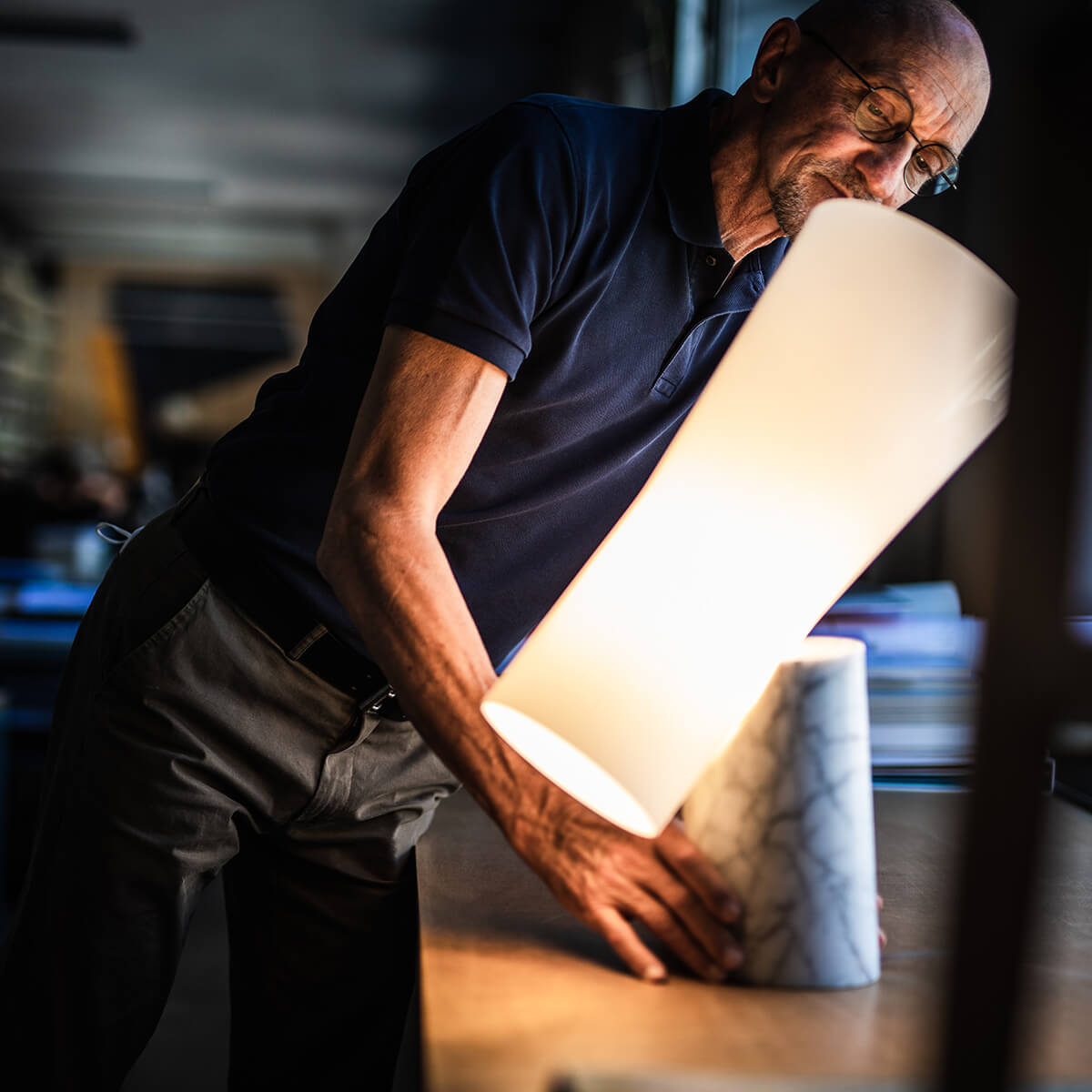Foscarini Nile Tavolo, Carrara-Marmor weiß, mit Designer Rodolfo Dordoni