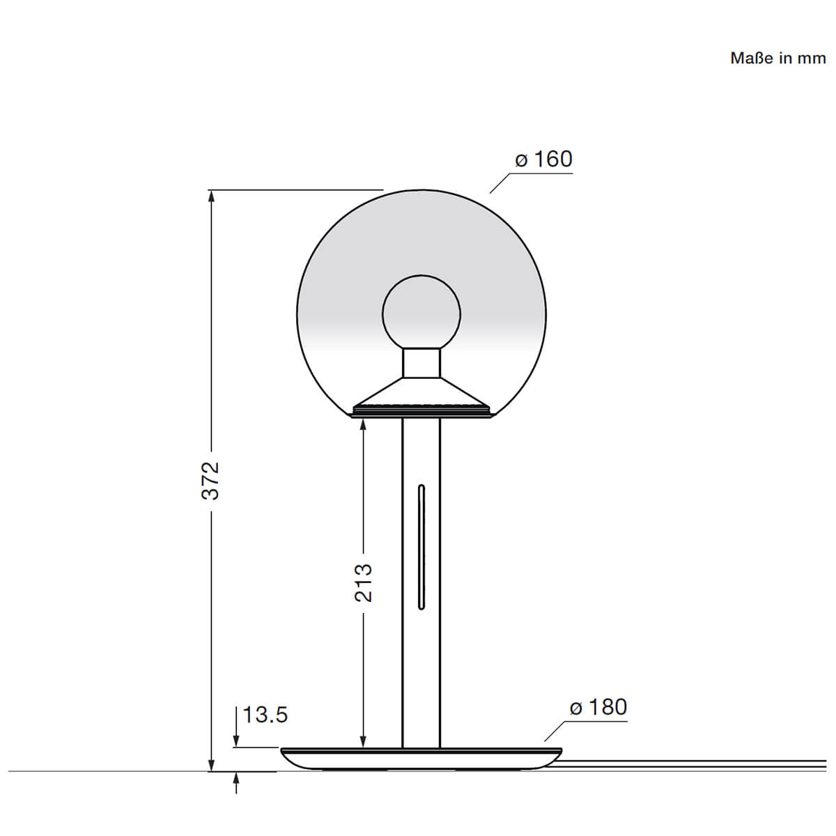 Occhio Luna sogno LED Tischleuchte, Maßzeichnung