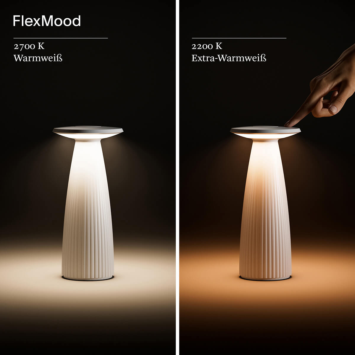 Sigor Nuflair LED Akkuleuchte & Vase, schneeweiß, Wechsel der Lichtfarbe
