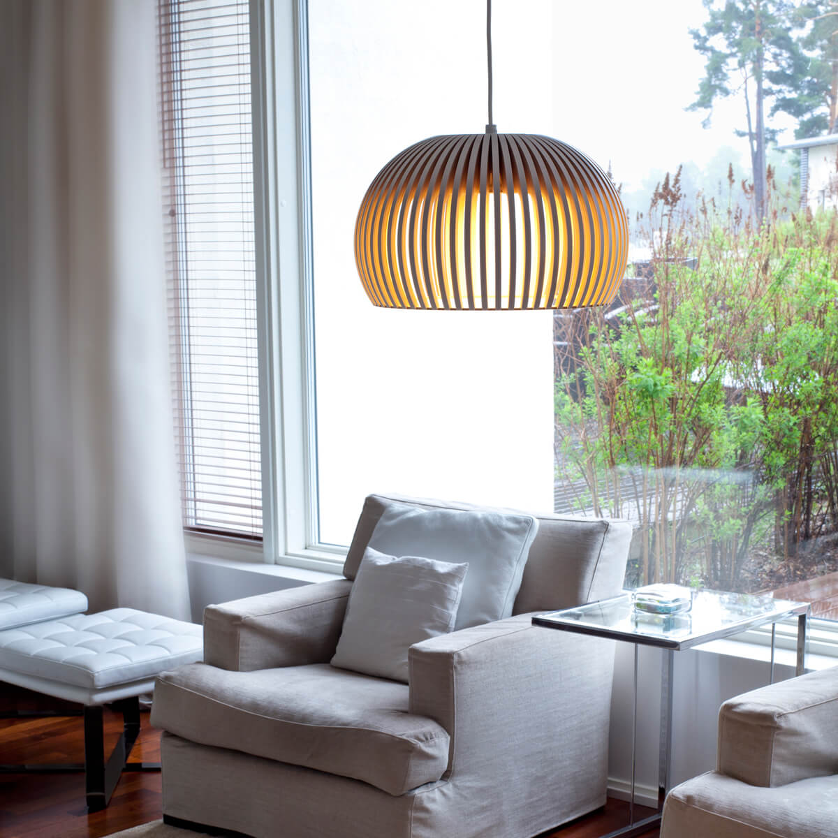 Secto Design Atto 5000 Pendelleuchte, weiß laminiert, Kabel: weiß, Kabel: weiß