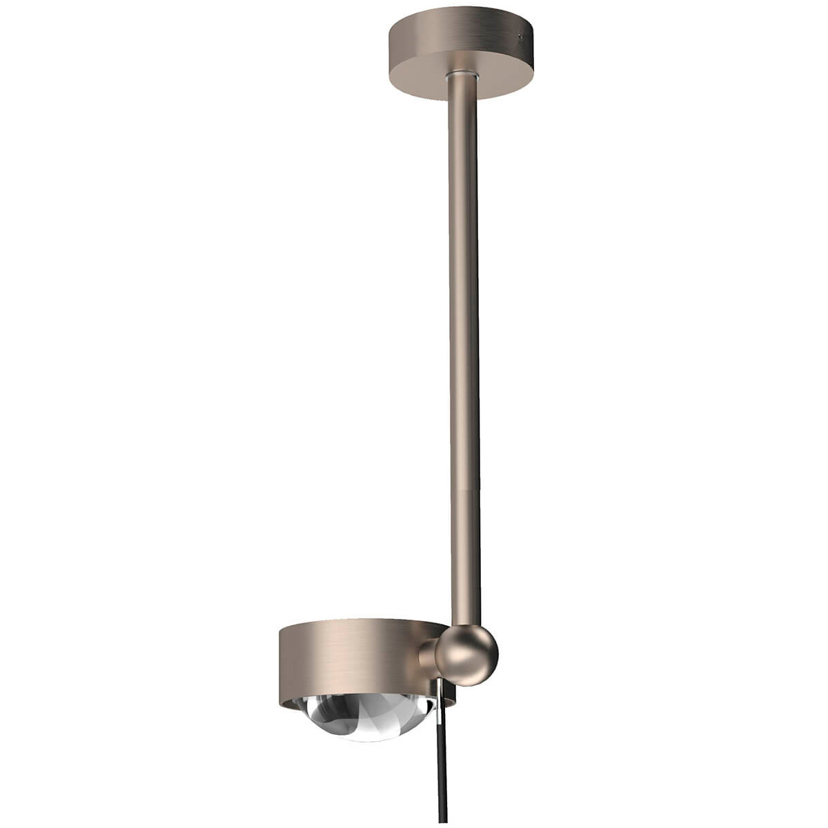 Top Light Puk Mini Side Single Ceiling LED Deckenleuchte, 30 cm, Gehäuse, Nickel matt, mit Linse klar / Glas satiniert (nicht inbegriffen)
