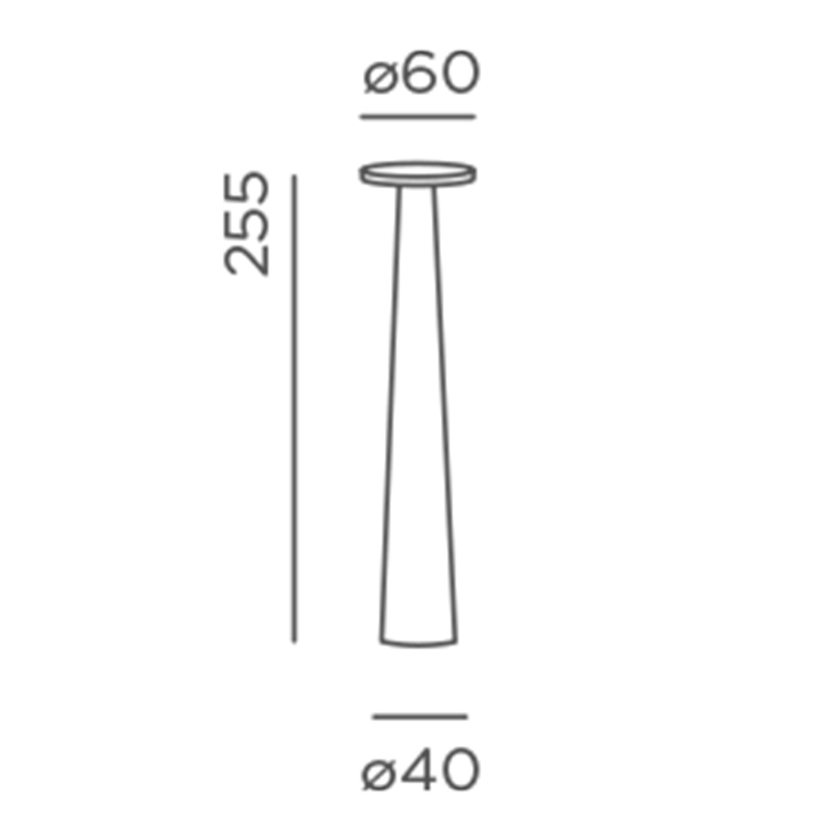 IP44.DE Lix Skinny LED Akkuleuchte, Maßzeichnung einer Leuchte