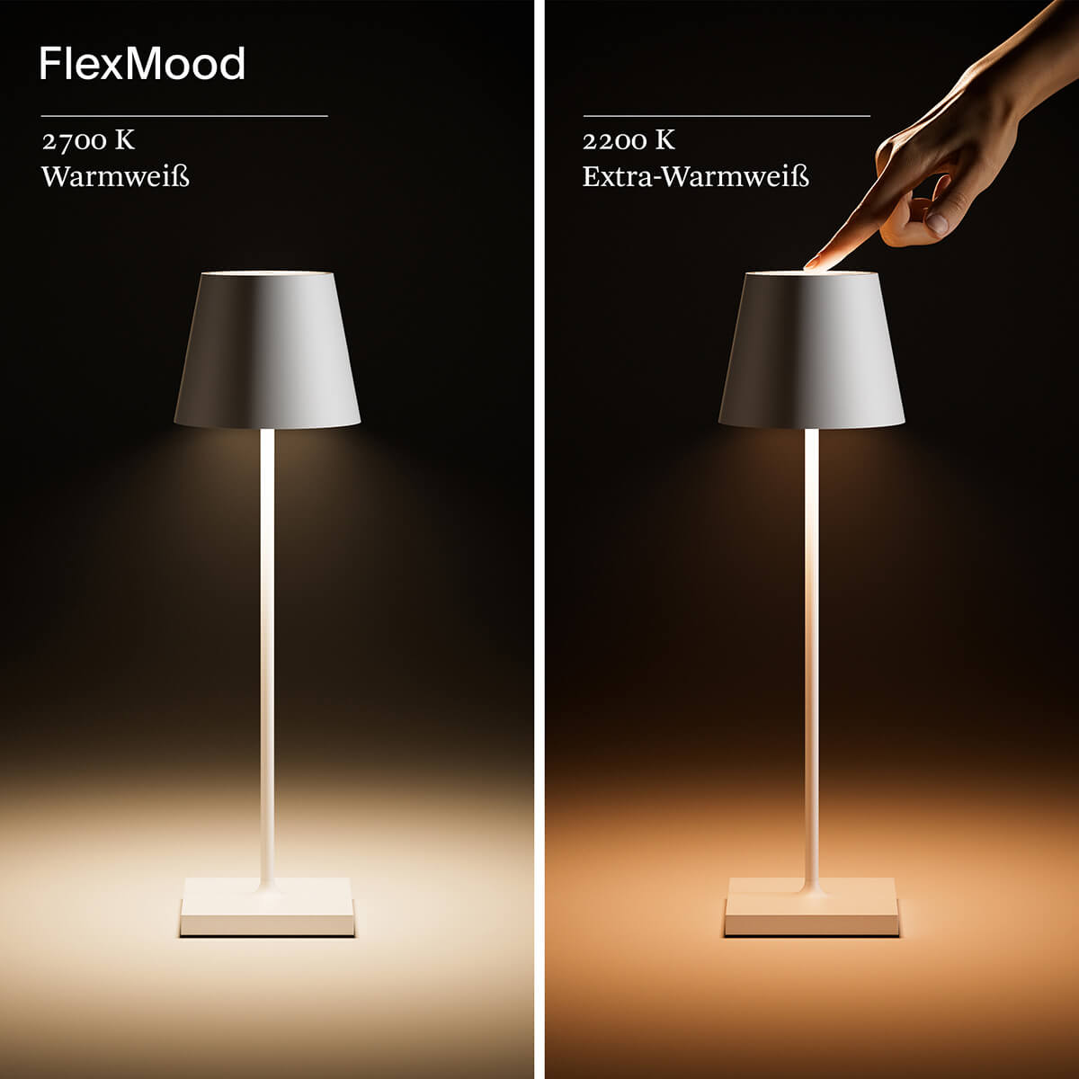 Sigor Nuindie LED Akkuleuchte, Flex-Mood, schneeweiß, Wechsel der Lichtfarbe