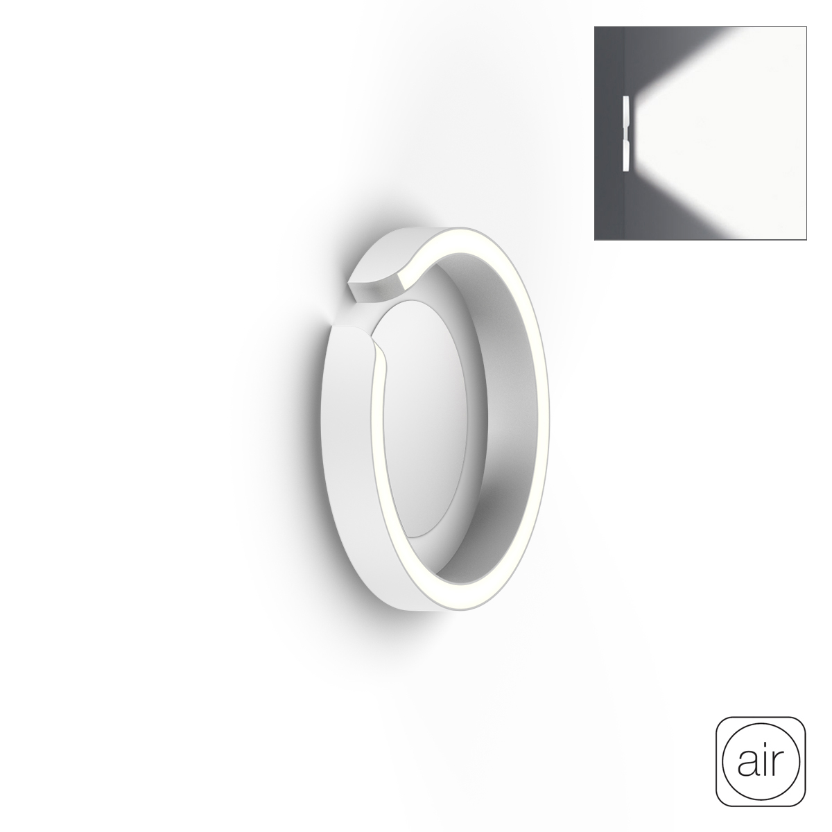 Occhio Mito soffitto 20 flat "air" wide LED Wandleuchte, weiß matt