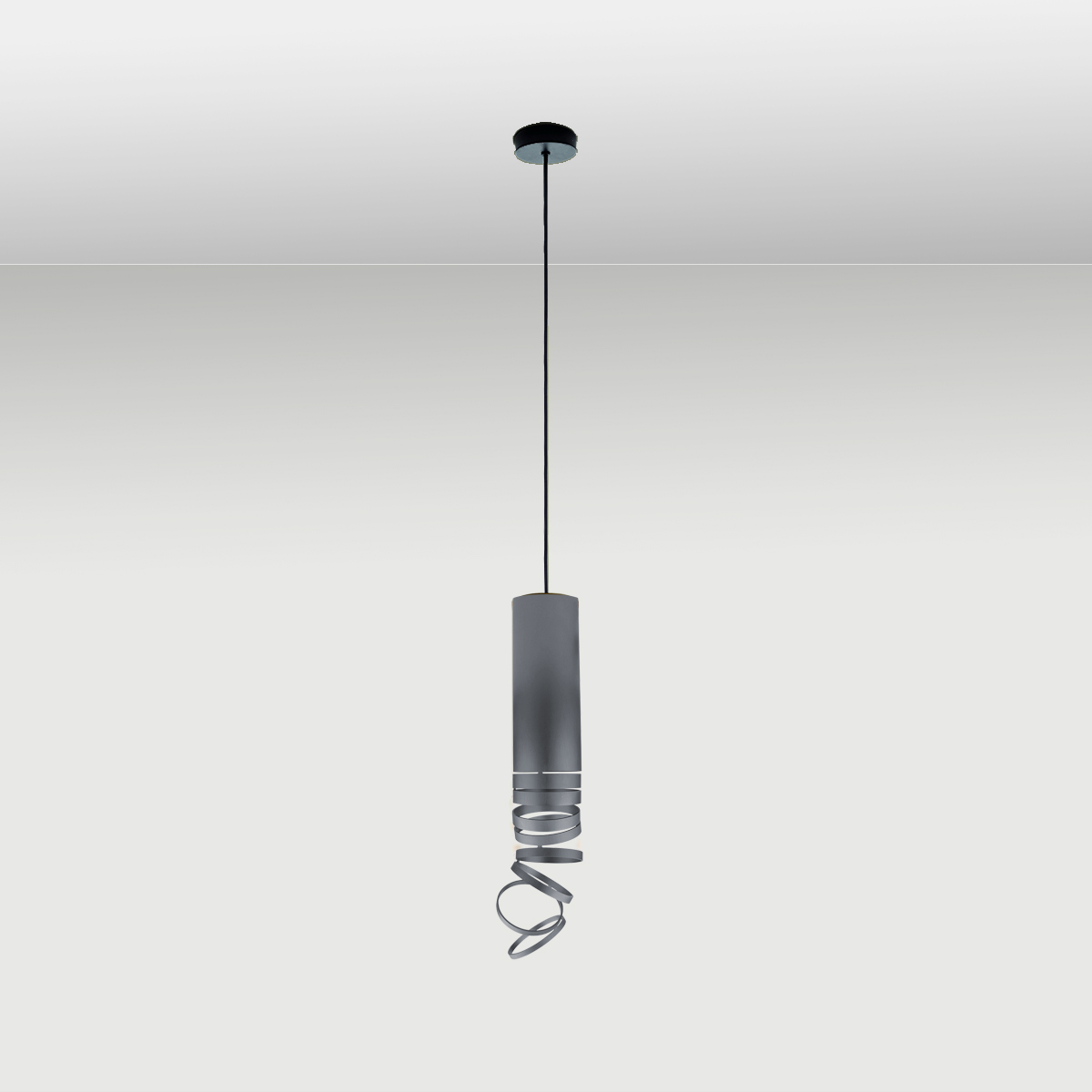 Artemide Design Decomposé Sospensione, fumé (grau) (Montage des Schirms mit der Spirale nach unten)