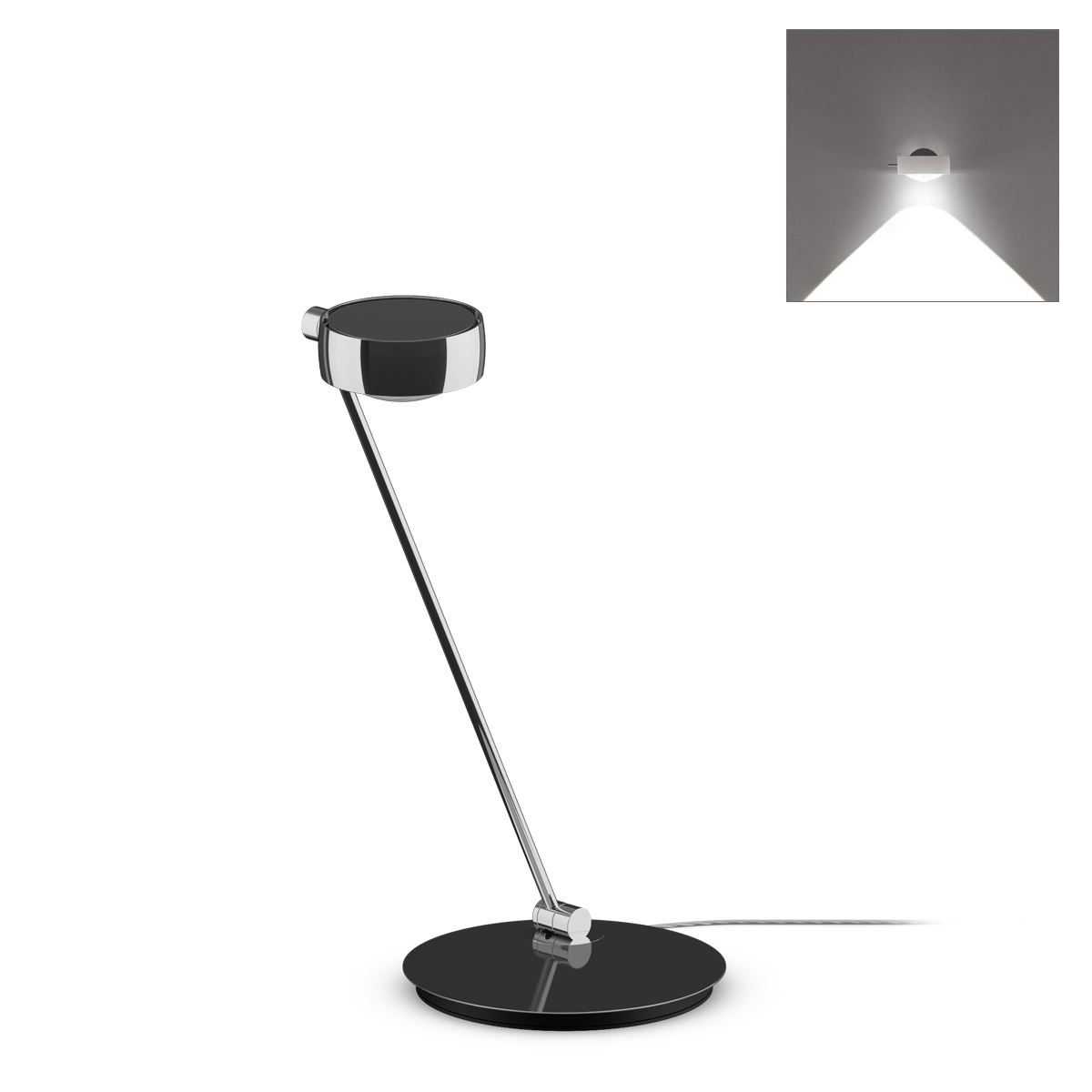 Occhio Sento C tavolo LED Tischleuchte, 60 cm, 2700 K, Ausrichtung: rechts vom Objekt, Chrom