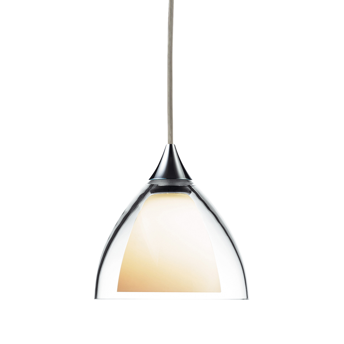 Bruck Duolare Silva Down 110 Pendelleuchte, Chrom, Glas: klar