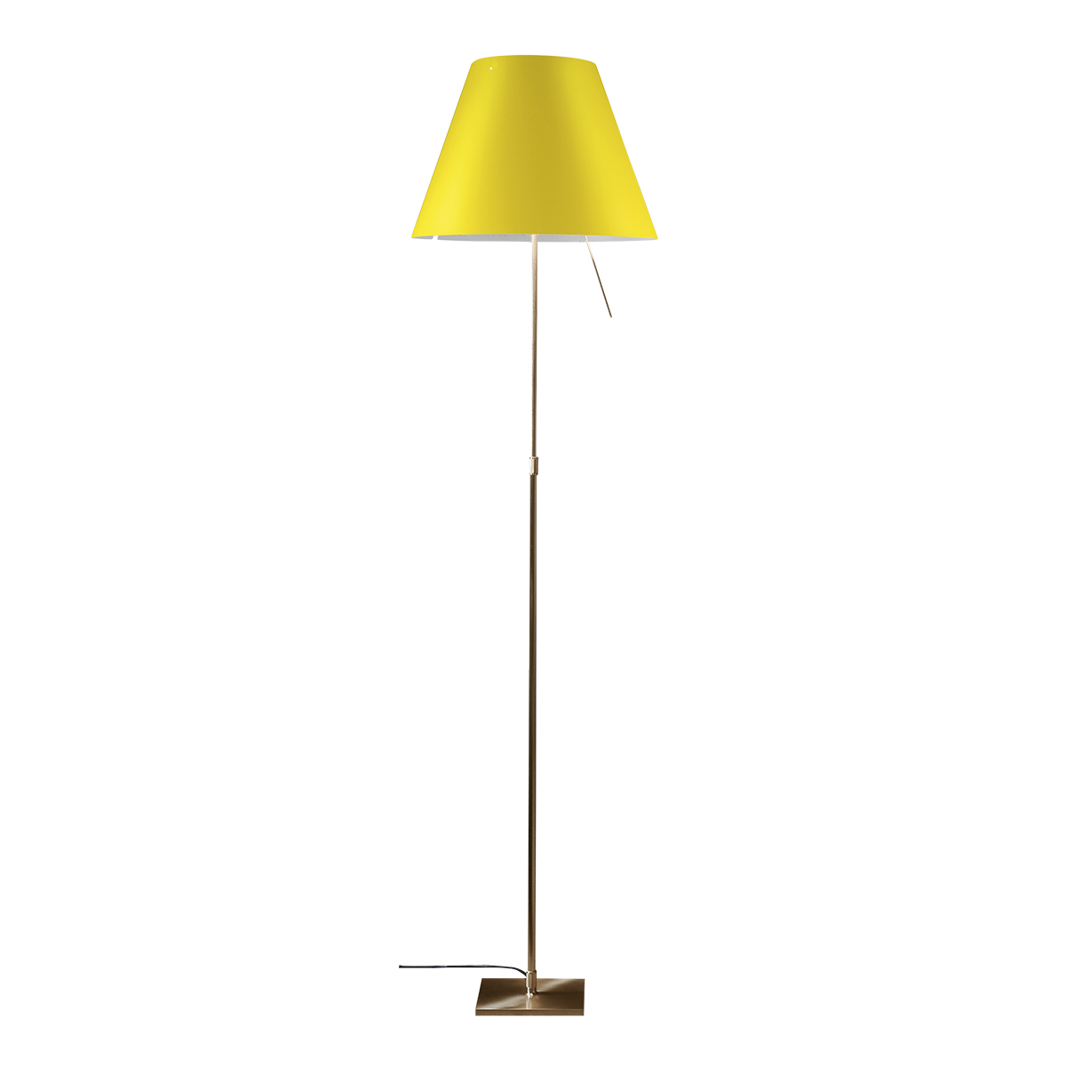 Luceplan Costanza Terra Teleskop mit Touchdimmer, Messing, Schirm: kanariengelb