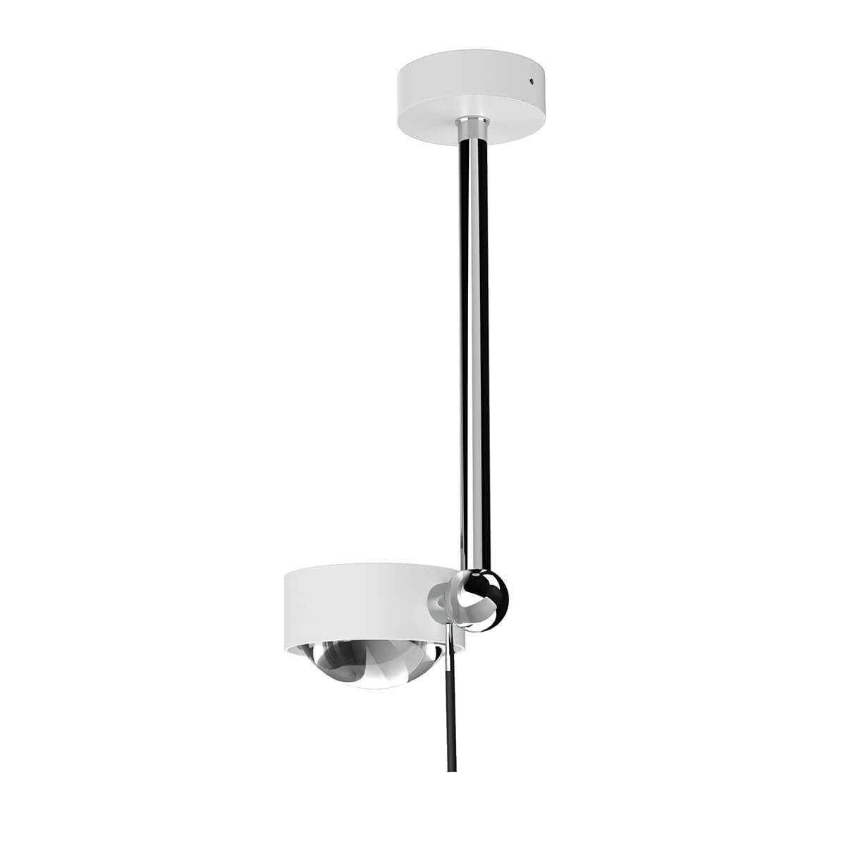 Top Light Puk Mini Side Single Ceiling Deckenleuchte, 20 cm, Gehäuse, weiß matt / Chrom, mit Linse klar / Glas satiniert (nicht inbegriffen)