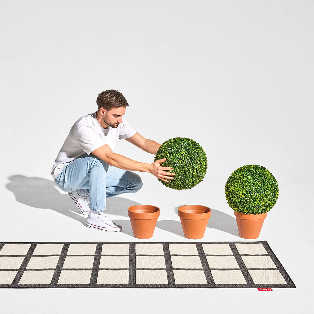 Fatboy Carpretty Catwalk Outdoor Teppich, Checky schwarz-weiß