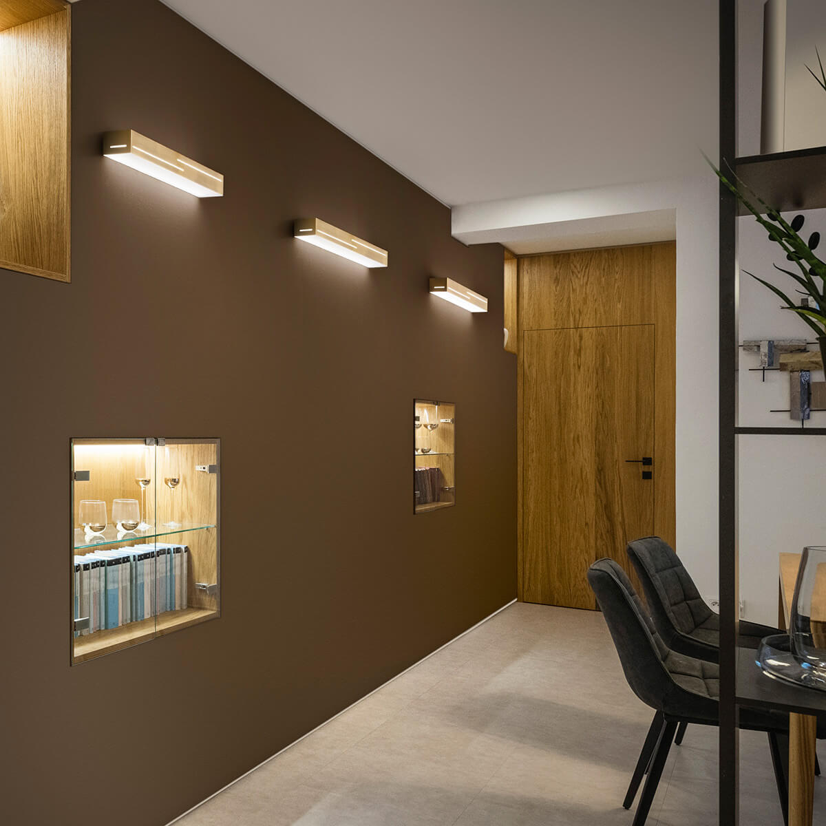 Fabas Luce Banny LED Wandleuchte Up & Down, Länge: 50,5 cm, Messing satiniert