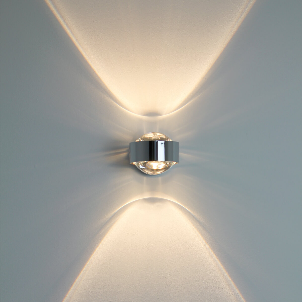 Top Light Puk Mini Wall Wandleuchte, Chrom, mit Linse klar / Linse klar