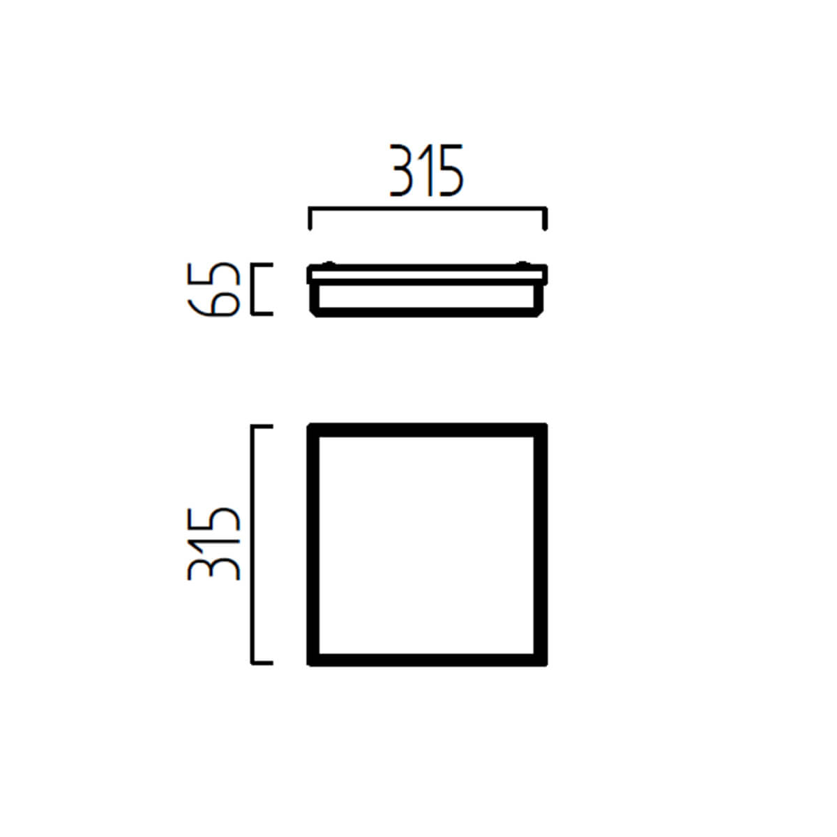 Helestra Cosi LED Deckenleuchte, mit Casambi-Modul, 31,5 x 31,5 cm, Maßzeichnung