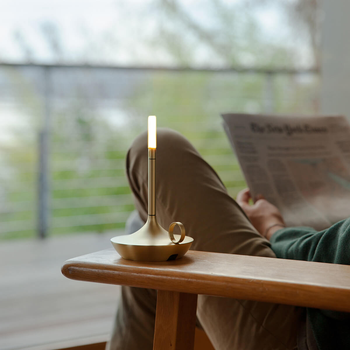 Graypants Wick S LED Akkuleuchte, Messing