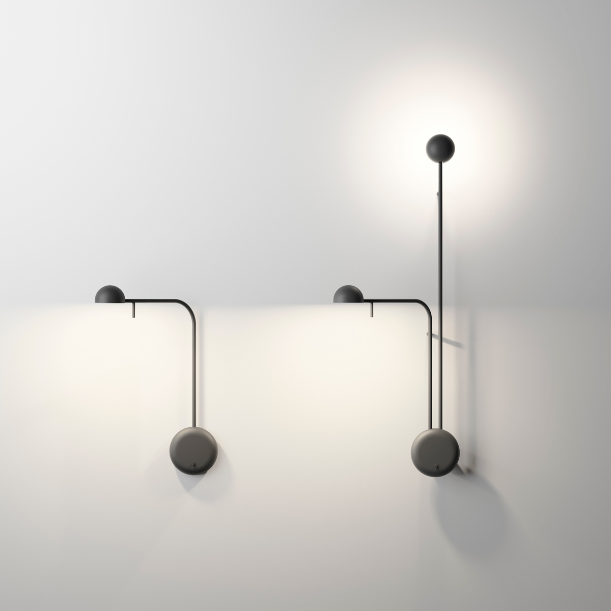 Vibia Pin 1680 LED Wandleuchte und Pin 1685 LED Wandleuchte, schwarz matt