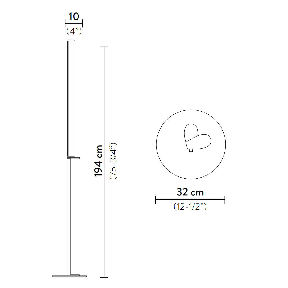 Slamp Modula Twisted LED Floor, Maßzeichnung