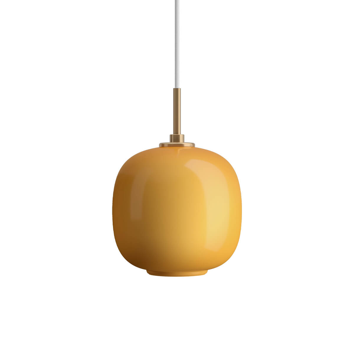 Louis Poulsen VL 45 Radiohus Pendelleuchte, Ø: 17,5 cm, Glas bernstein (ausgeschaltet)