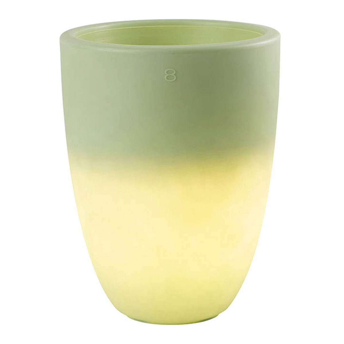 8 seasons design Shining Curvy Pot M Dekoleuchte, mintgrün (eingeschaltet)