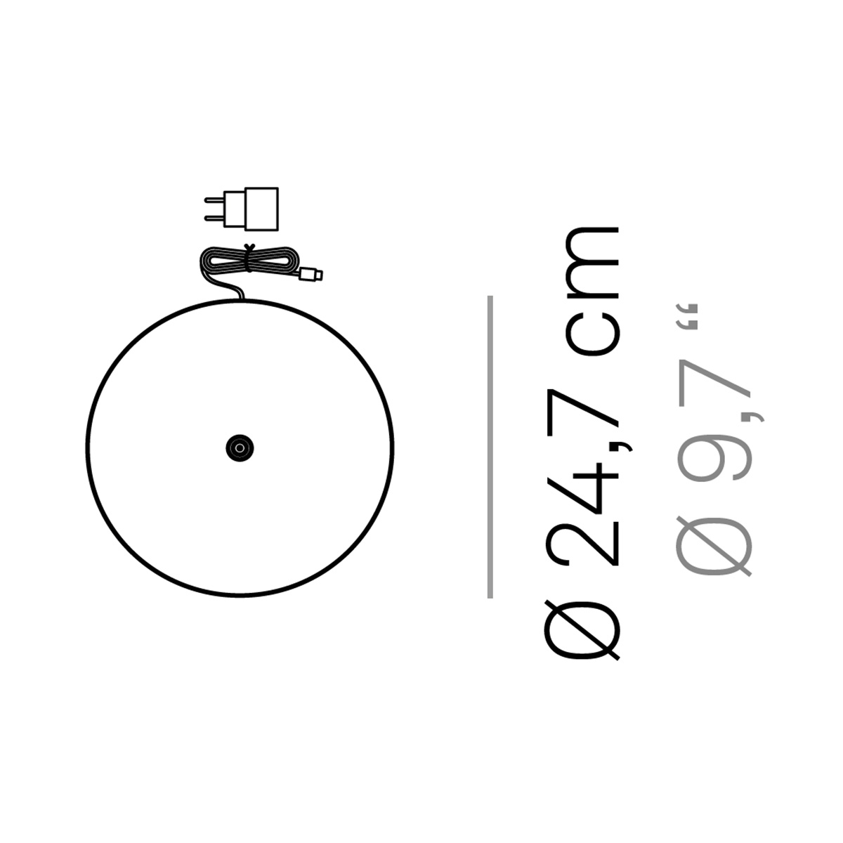 Zafferano AiLati Kontaktladestation für Poldina XXL Pro, Maßzeichnung