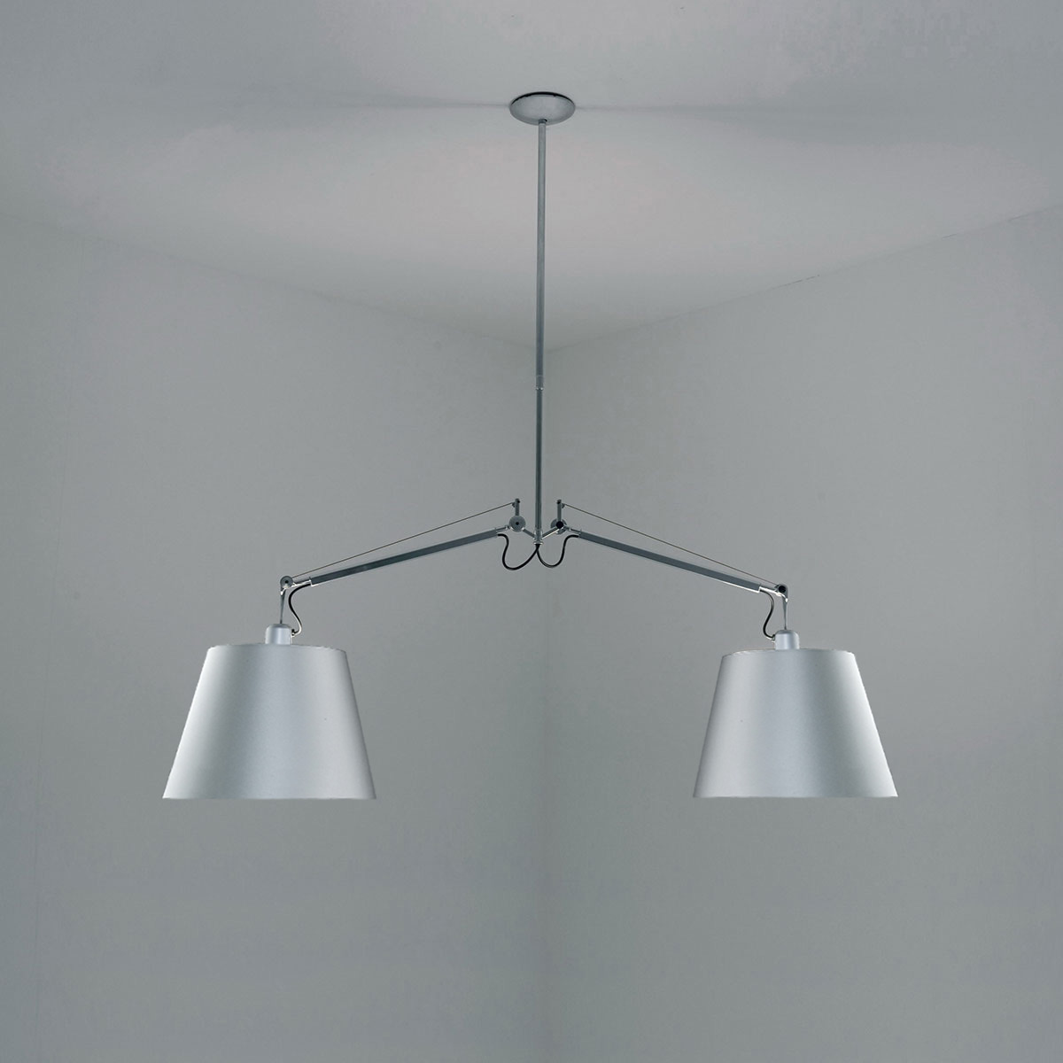 Artemide Tolomeo Sospensione Due Bracci, Seidensatin, Schirm Ø 36cm