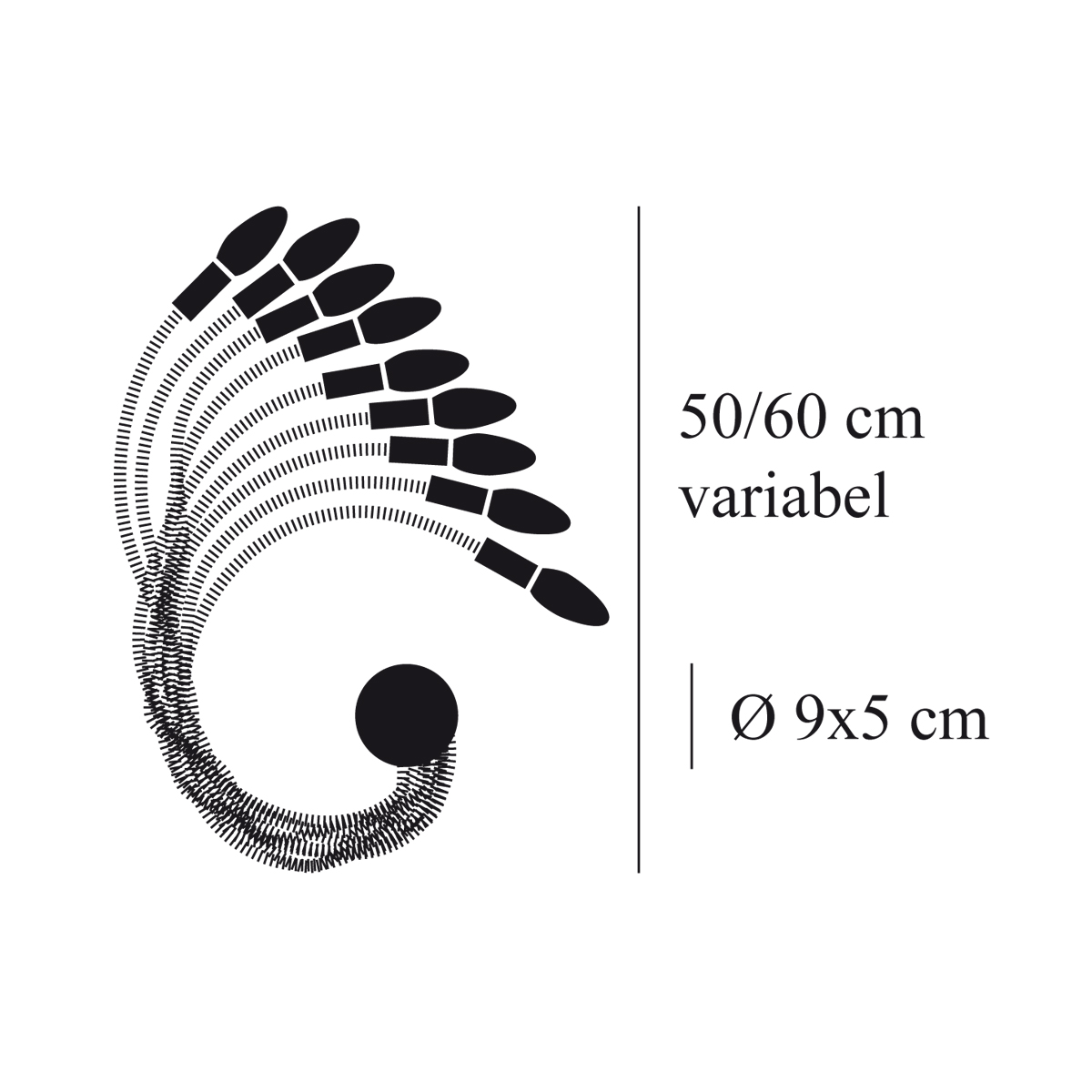 Catellani & Smith Turciù 9 Wandleuchte, 9-flg., Abmessungen