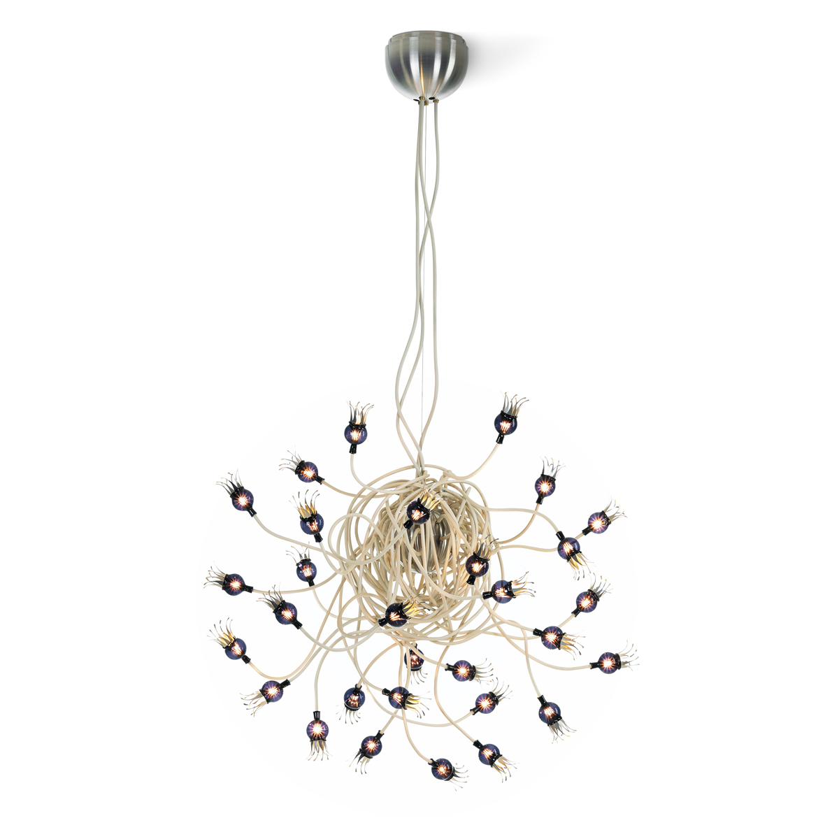 Serien.lighting Poppy Suspension Pendelleuchte, Schirme: violett, Arme: beige