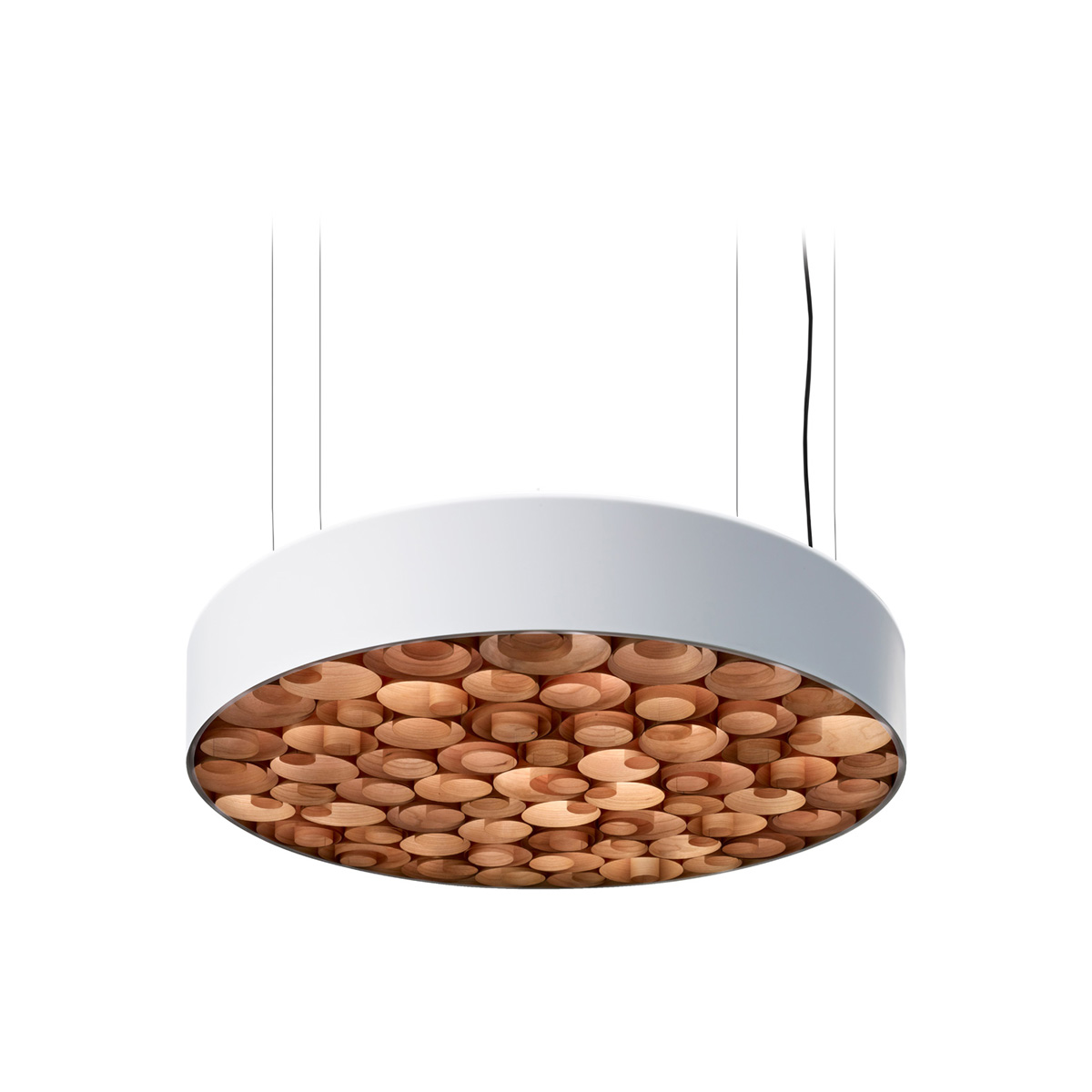 LZF Lamps Spiro Medium LED Pendelleuchte, äußerer Schirm: weiß, innen: Kirsche