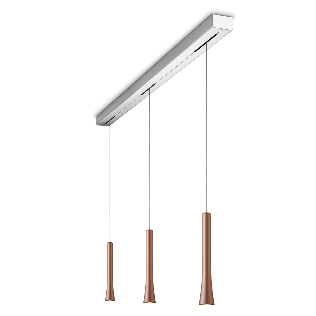Oligo Rio LED Pendelleuchte, 3-flg., Satin copper