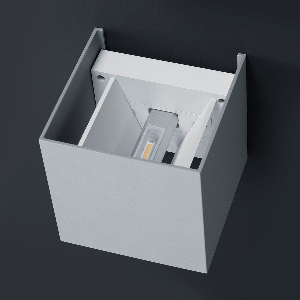 Helestra Siri 44 - L LED Außenwandleuchte, silbergrau, verstellbarer Lichtaustritt