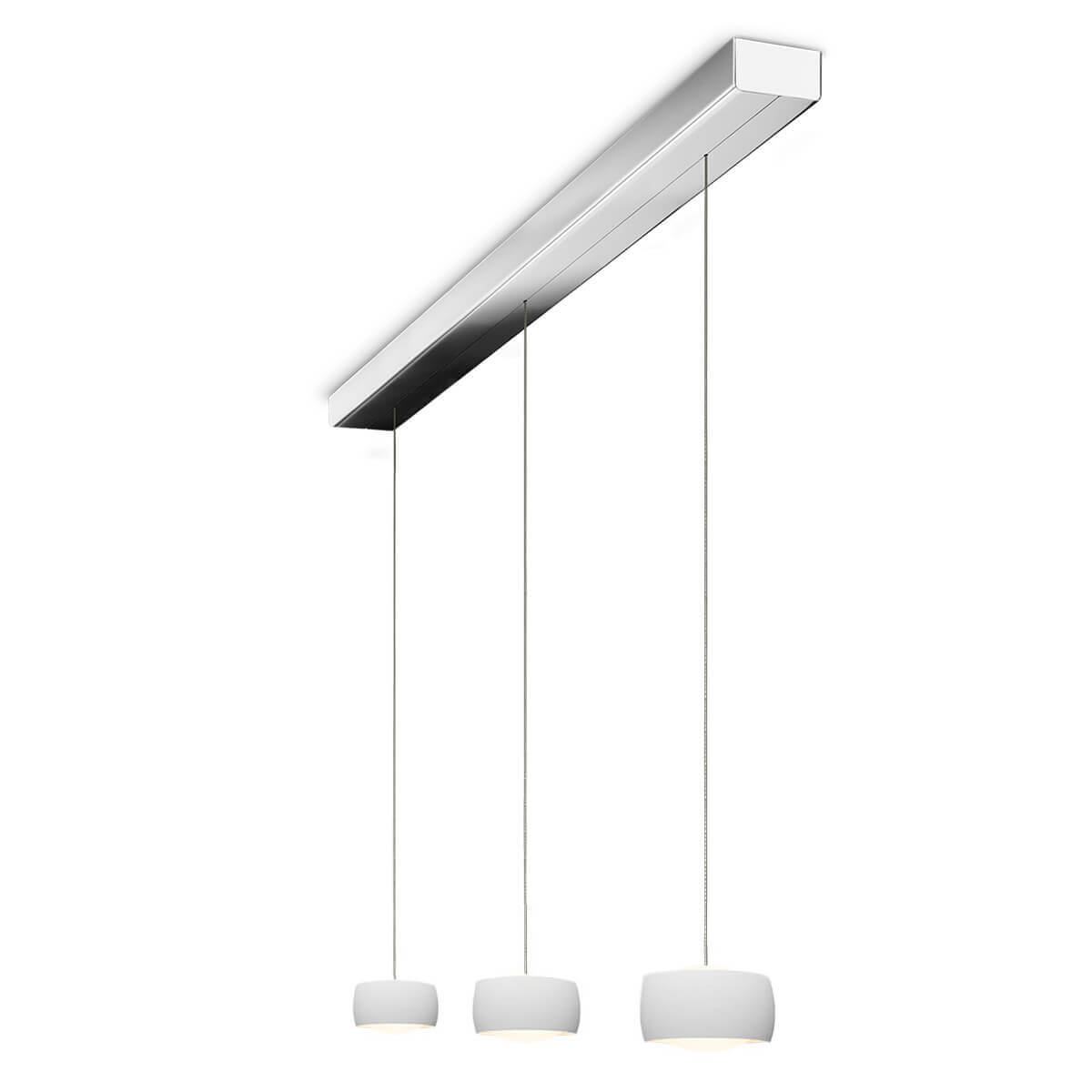 Oligo Grace LED Pendelleuchte, 3-flg., TW, unsichtbare Höhenverstellung, Baldachin: Chrom, weiß matt