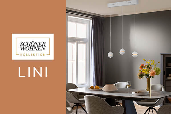 Schöner Wohnen Kollektion Lini pendant lights above modern dining tables