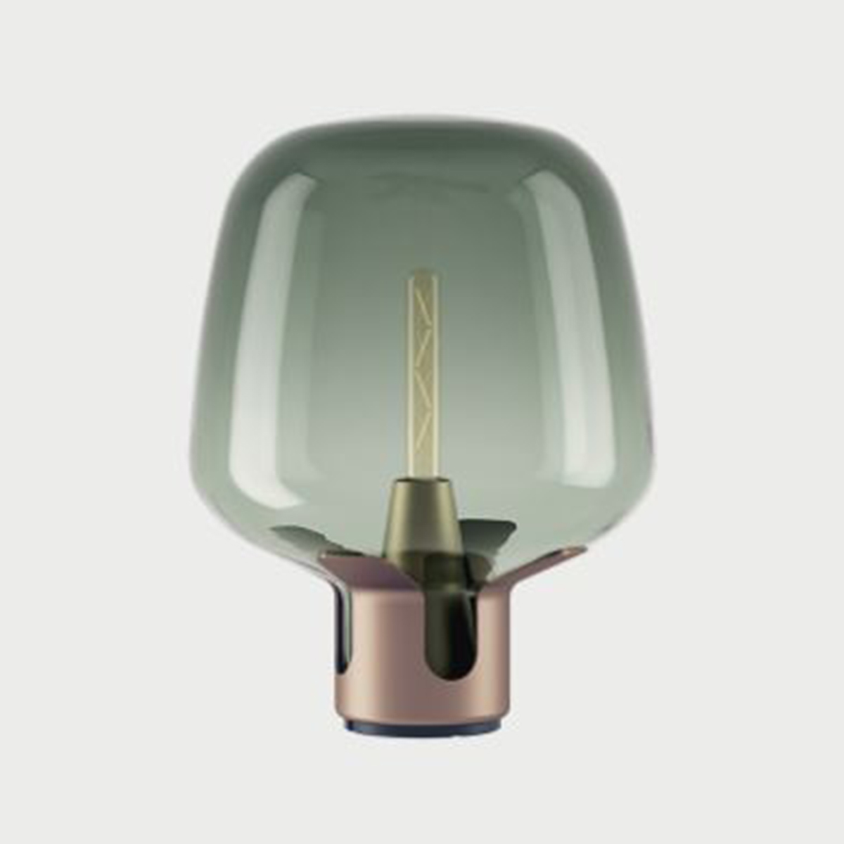Lodes Flar Medium Tischleuchte, Sockel: braun / Glas: türkis
