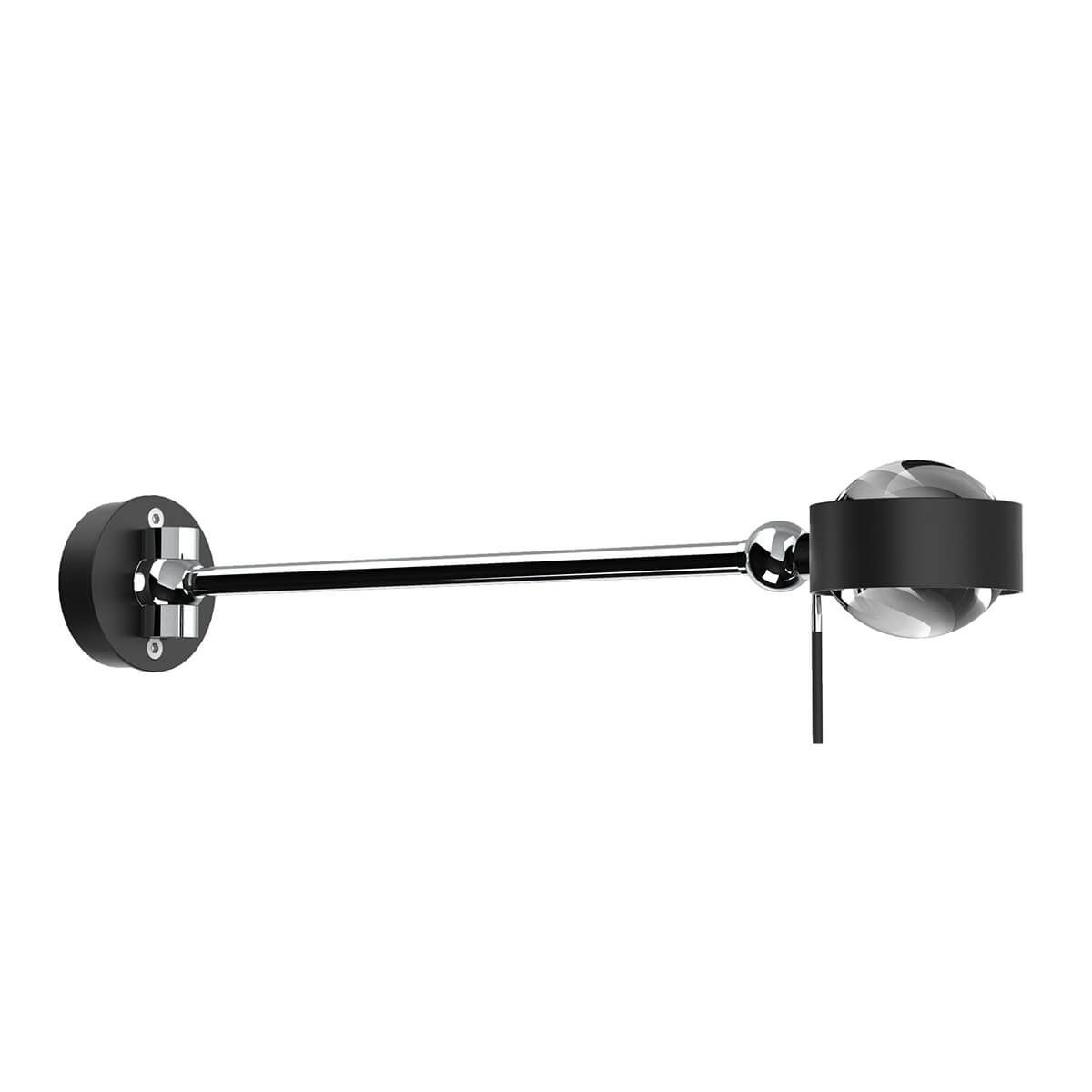 Top Light Puk Mini Hotel Wandleuchte, 30 cm, Gehäuse, schwarz matt / Chrom, mit Linse klar / Linse klar (nicht inbegriffen)