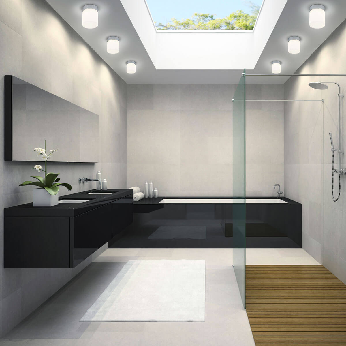 Helestra Keto LED Deckenleuchte, rund, Chrom - Opalglas