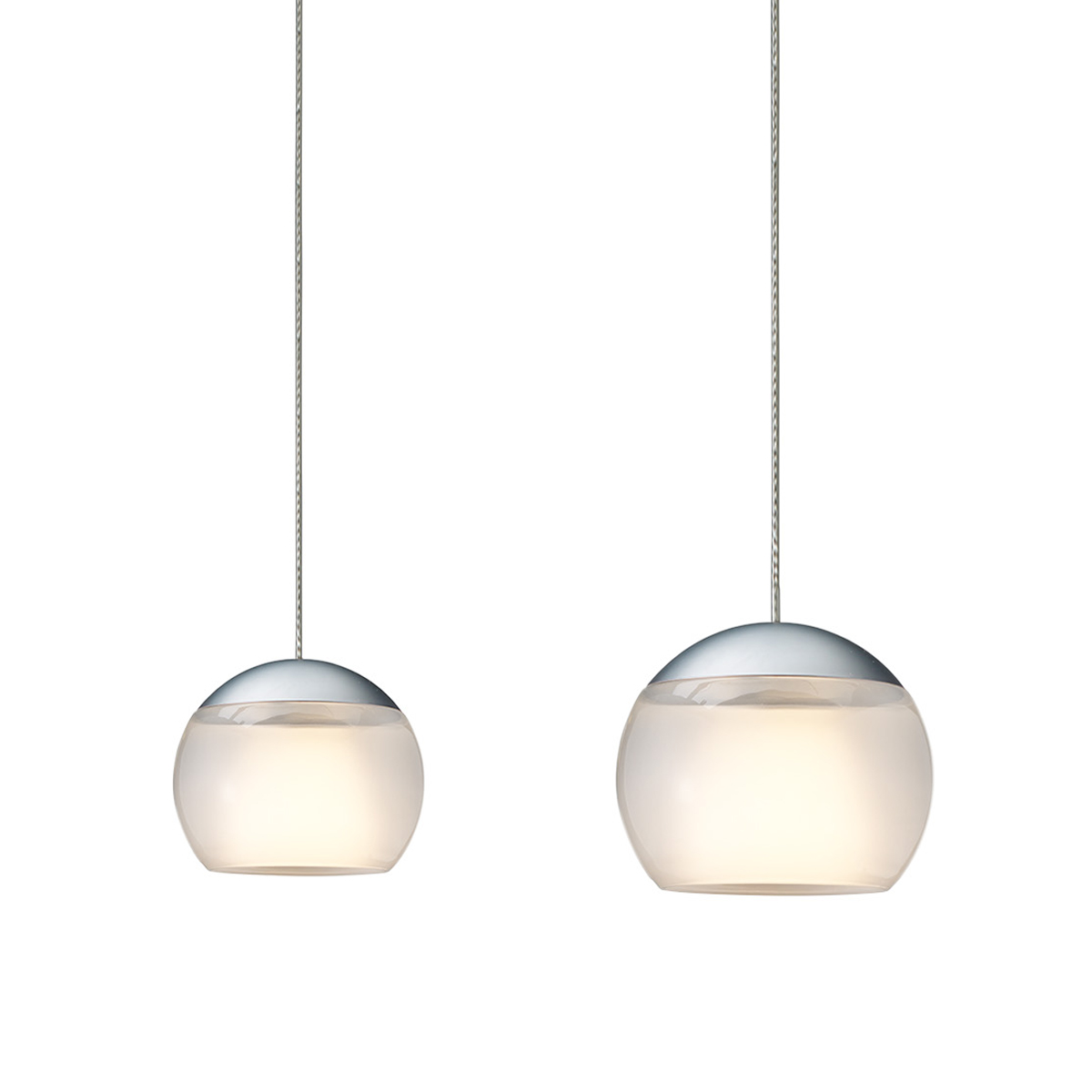 Oligo Balino LED Pendelleuchte, 2-flg., unsichtbare Höhenverstellung, Baldachin: weiß matt, Chrom matt / satiniert