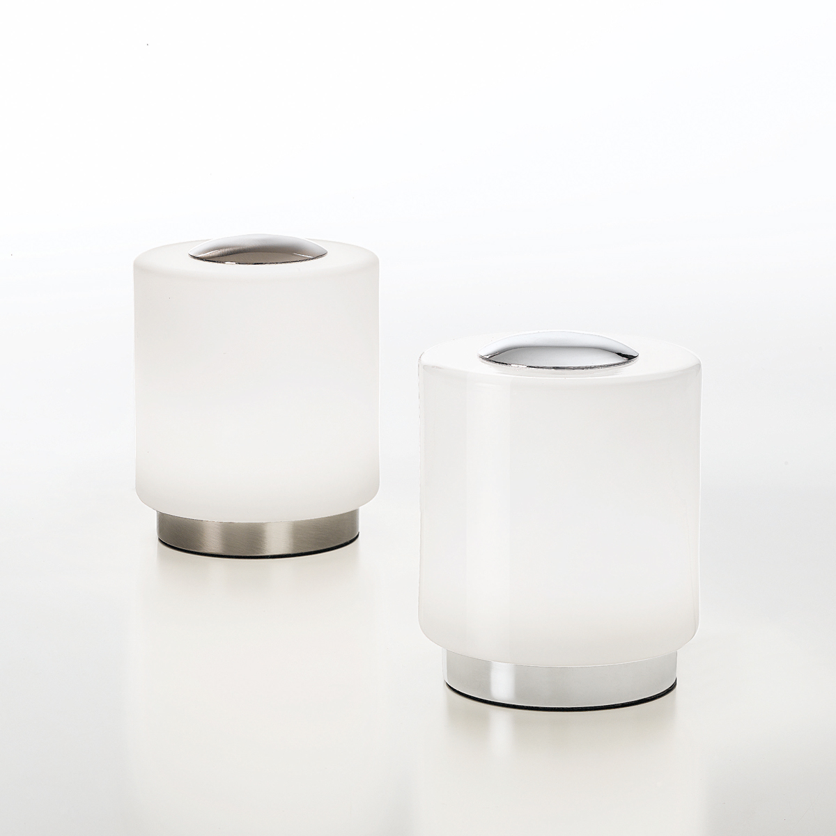 Fabas Luce Simi LED Tischleuchte, Nickel satiniert und Chrom