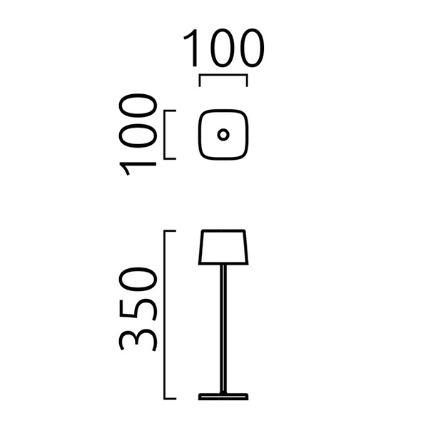 Helestra Kori LED Akkuleuchte, Maßzeichnung