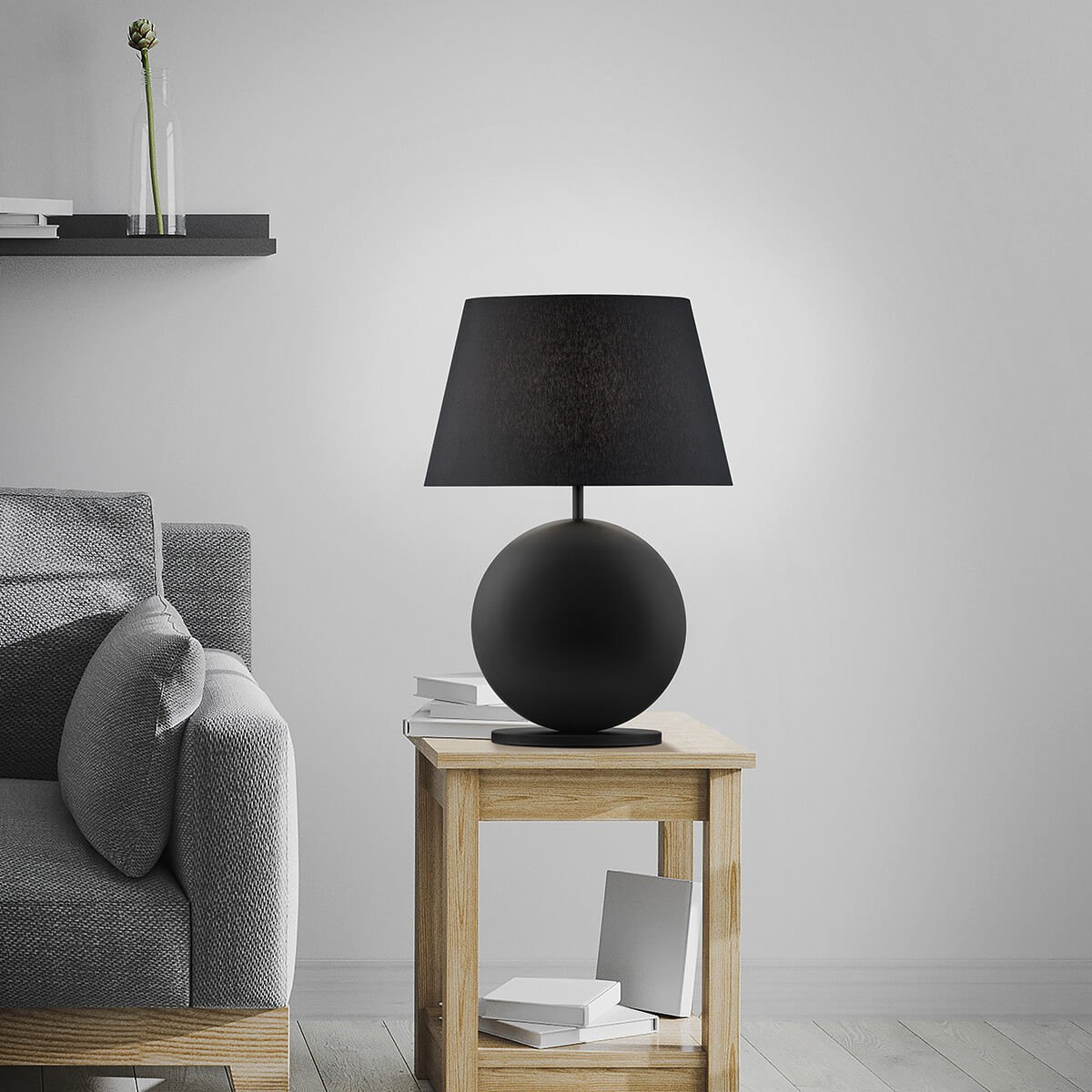 Bankamp Nero Tischleuchte, Höhe: 51 cm, Schirm: Chintz schwarz