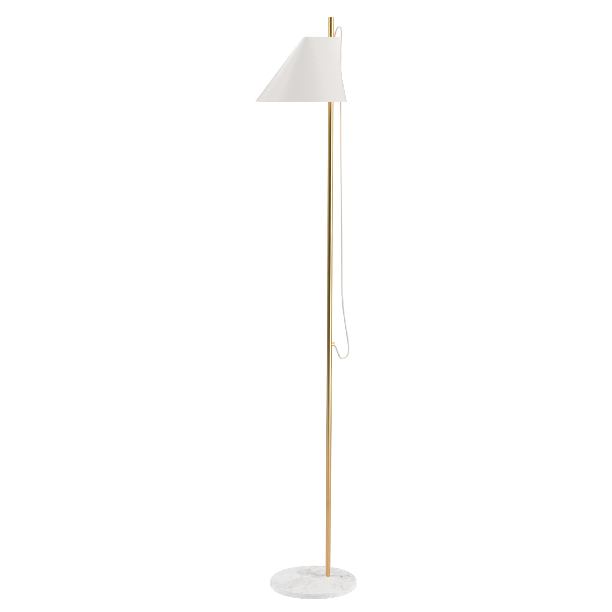 Louis Poulsen Yuh Brass LED Stehleuchte, Messing, Fuß: Marmor weiß