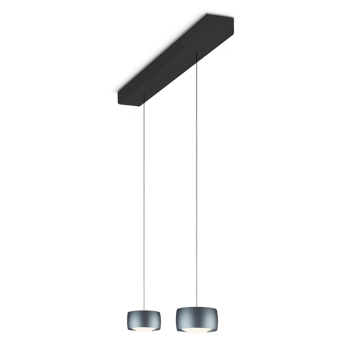 Oligo Grace LED Pendelleuchte, 2-flg., TW, unsichtbare Höhenverstellung, Baldachin: schwarz, Basalt