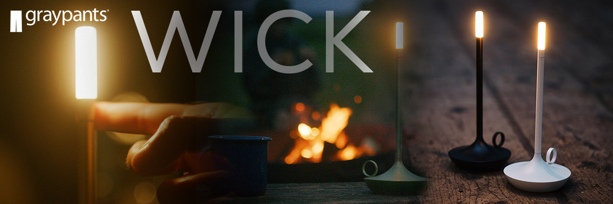 Graypants Wick portable LED lamp as an atmospheric table light for fireplace, terrace and living spaces
