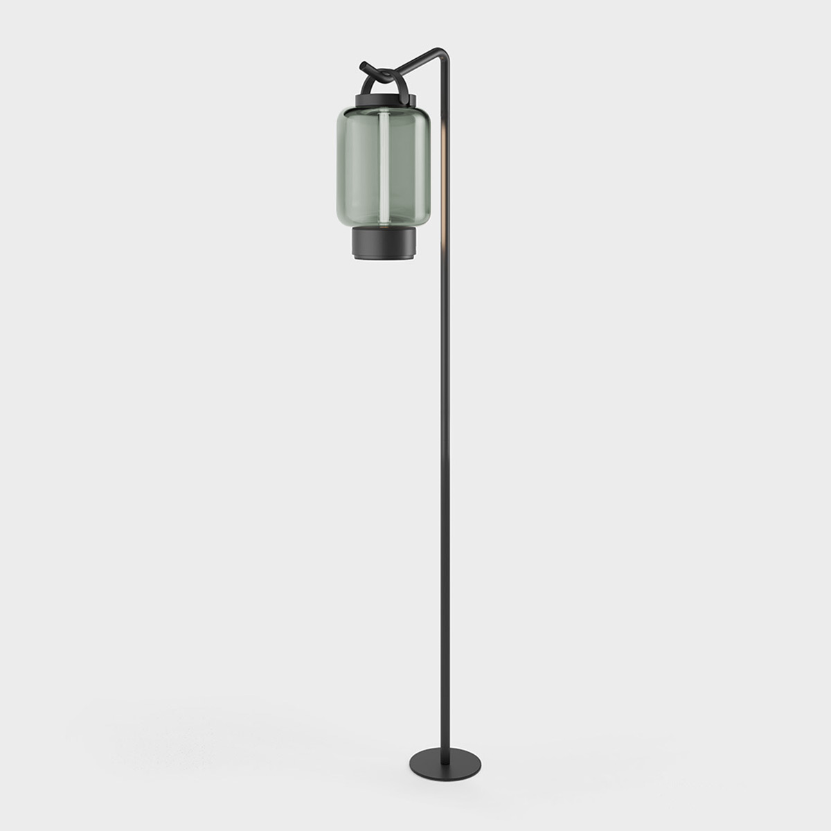IP44.DE Qu LED Akkuleuchte mit Pin Erdspieß, jet black (schwarz), Glas: Jade