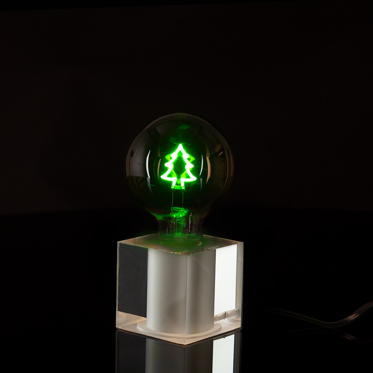 Sompex Cubic Tischleuchte Acryl, mit Motiv Leuchtmittel, Tanne (©Leuchtenland.com)