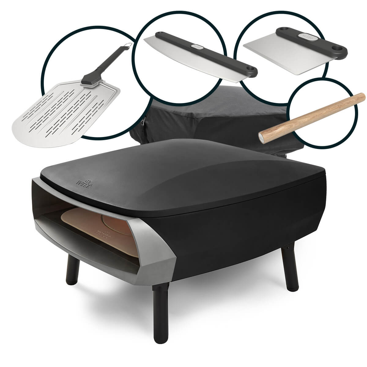 Witt ETNA Rotante Pizzaofen, 2 Brenner, rotierend, Sorglos-Paket, schwarz matt