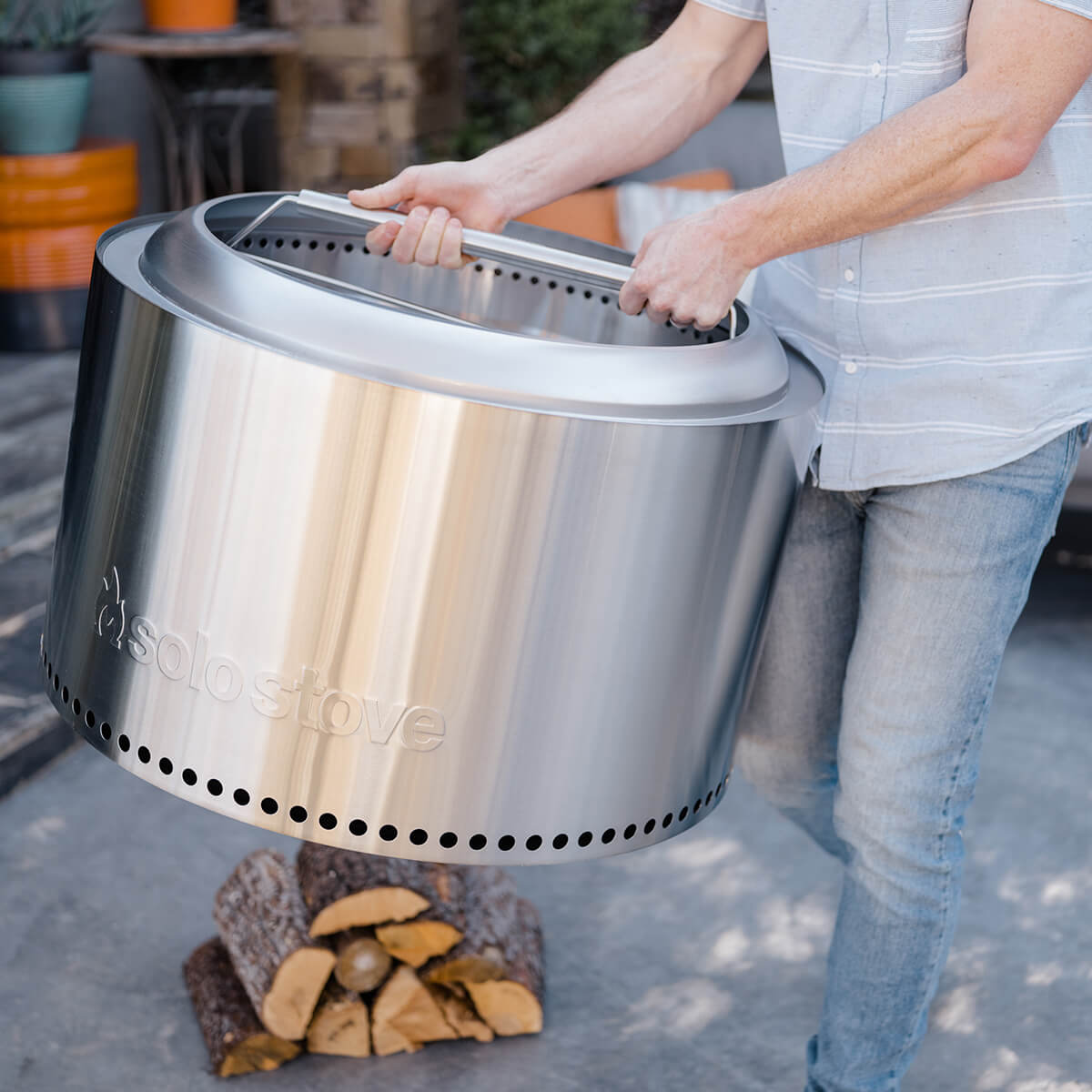 Solo Stove Yukon Tragegriff, Edelstahl, mit der Yukon 2.0 Feuerschale (separat erhältlich)