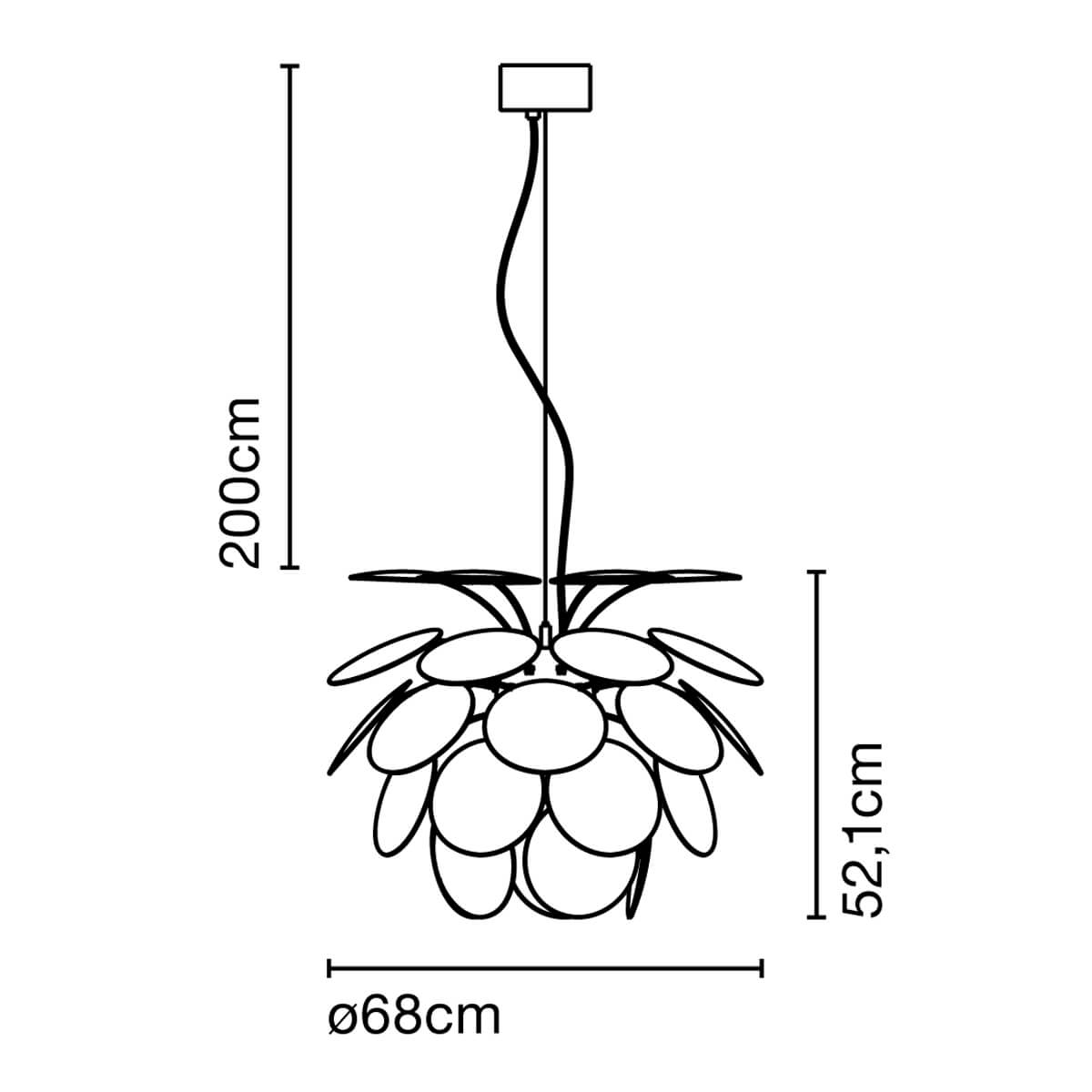 Marset Discocó Wood 68 Pendelleuchte, Maßzeichnung